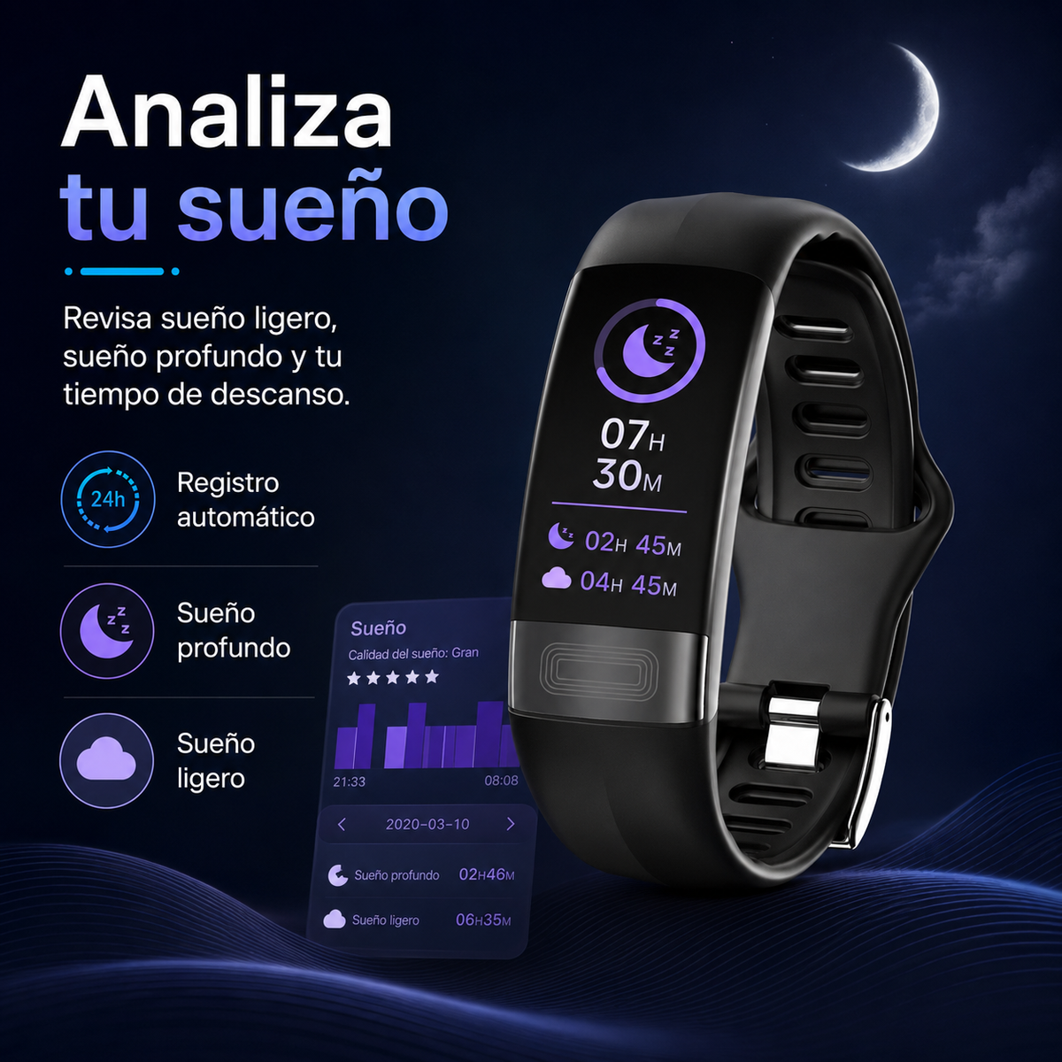 Gesundheitsarmband mit EKG, Herzfrequenzmessung, Blutdruckmessung, SpO2, Schlaftracker, IP67, wasserdichte Fitness-Smartwatch | Sansoti
