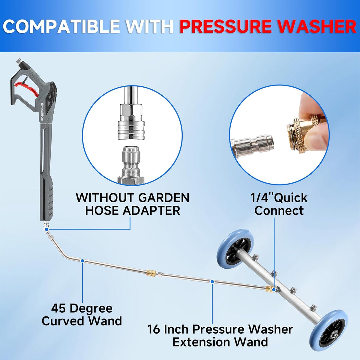 Pressure Washer Undercarriage Cleaner with Extension Wand for Car Chassis and Surfaces Thorough Cleaning | Sansoti