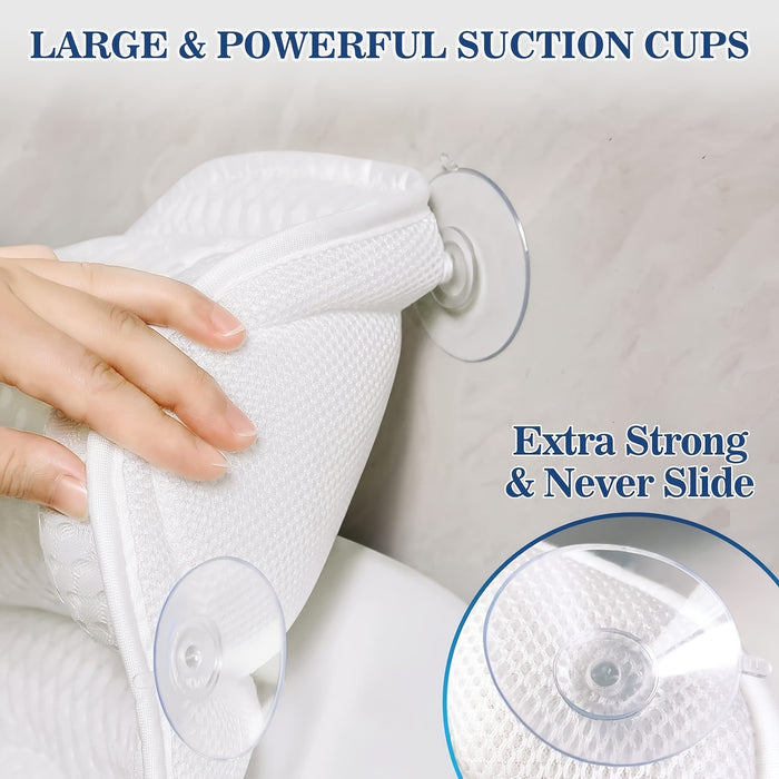 Coussin de bain luxe 4D maille aérienne avec soutien nuque et dos pour baignoire | Sansoti