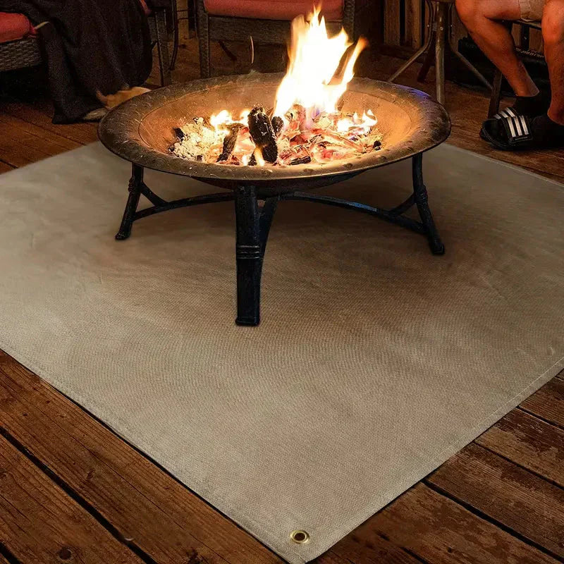 Fireproof Mat Heat Resistant Fiberglass 3-Layer BBQ Fire Bowl Patio Protective Mat Reusable Foldable Fire Pit Mat Garden Fireplace | Sansoti
