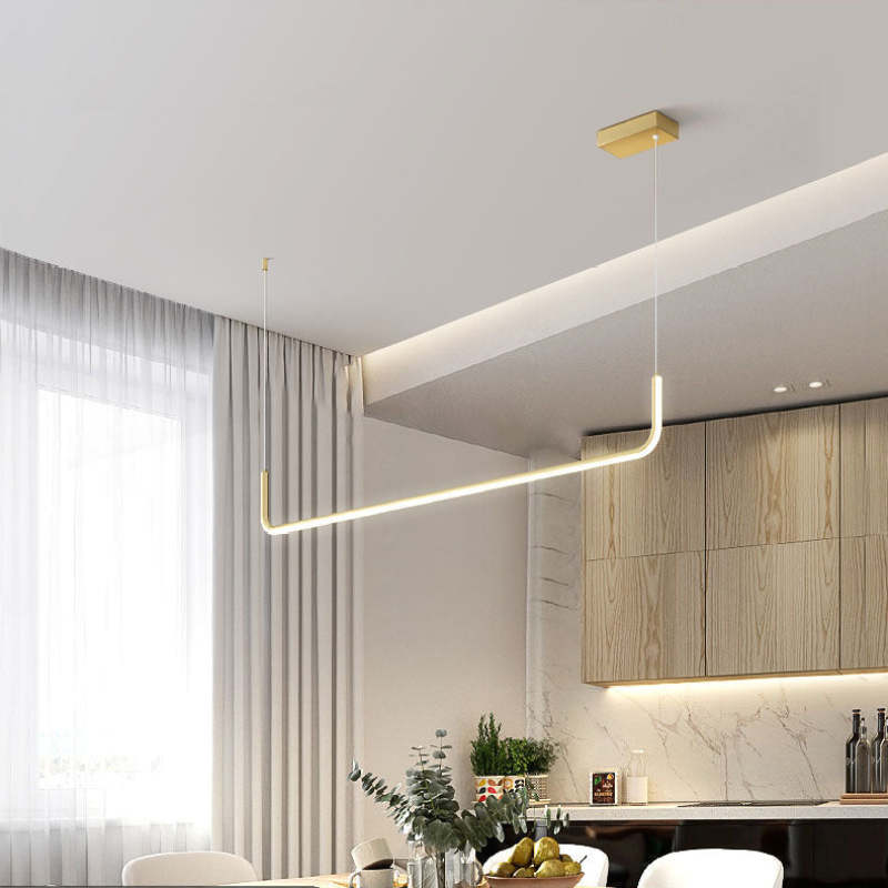 Hanglampen LED Dubbel Frame Lineair Modern Zwart Goud Eetkamer Woonkamer Design Verlichting Sfeervol | Sansoti