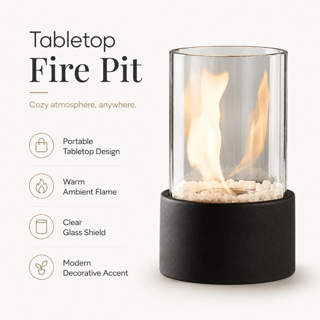 Brasero de table Cylindre en verre Marbre Bioéthanol Intérieur Extérieur Terrasse Salle à manger Hygge Éclairage d’ambiance Cheminée décorative | Sansoti