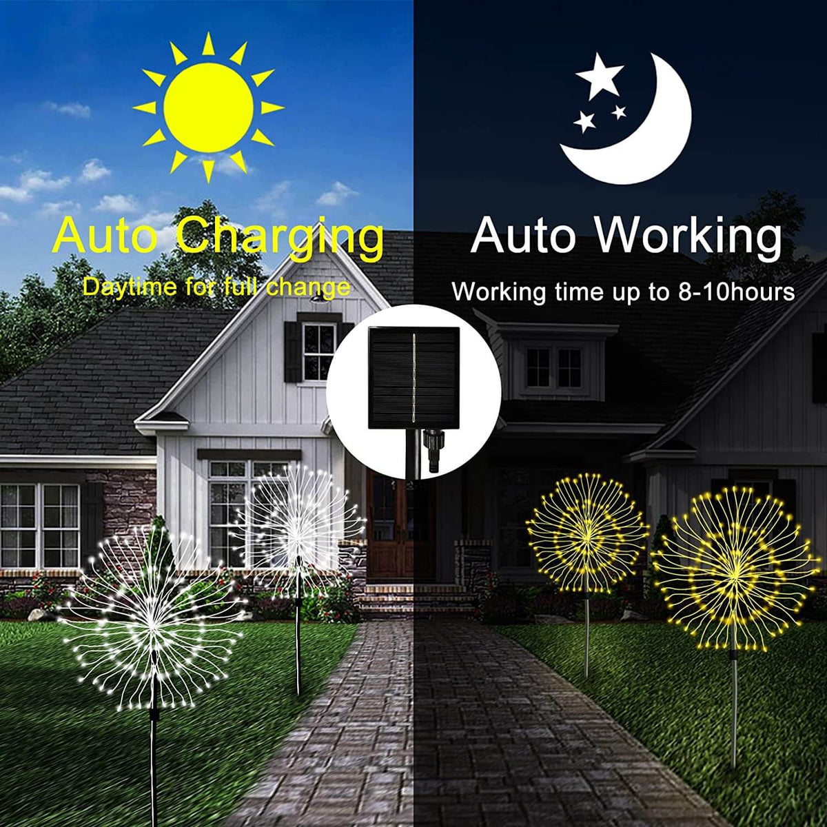Solar-Feuerwerk Gartenlampe 120 LED | Wasserdicht IP65 | 8 Beleuchtungsmodi | Sansoti