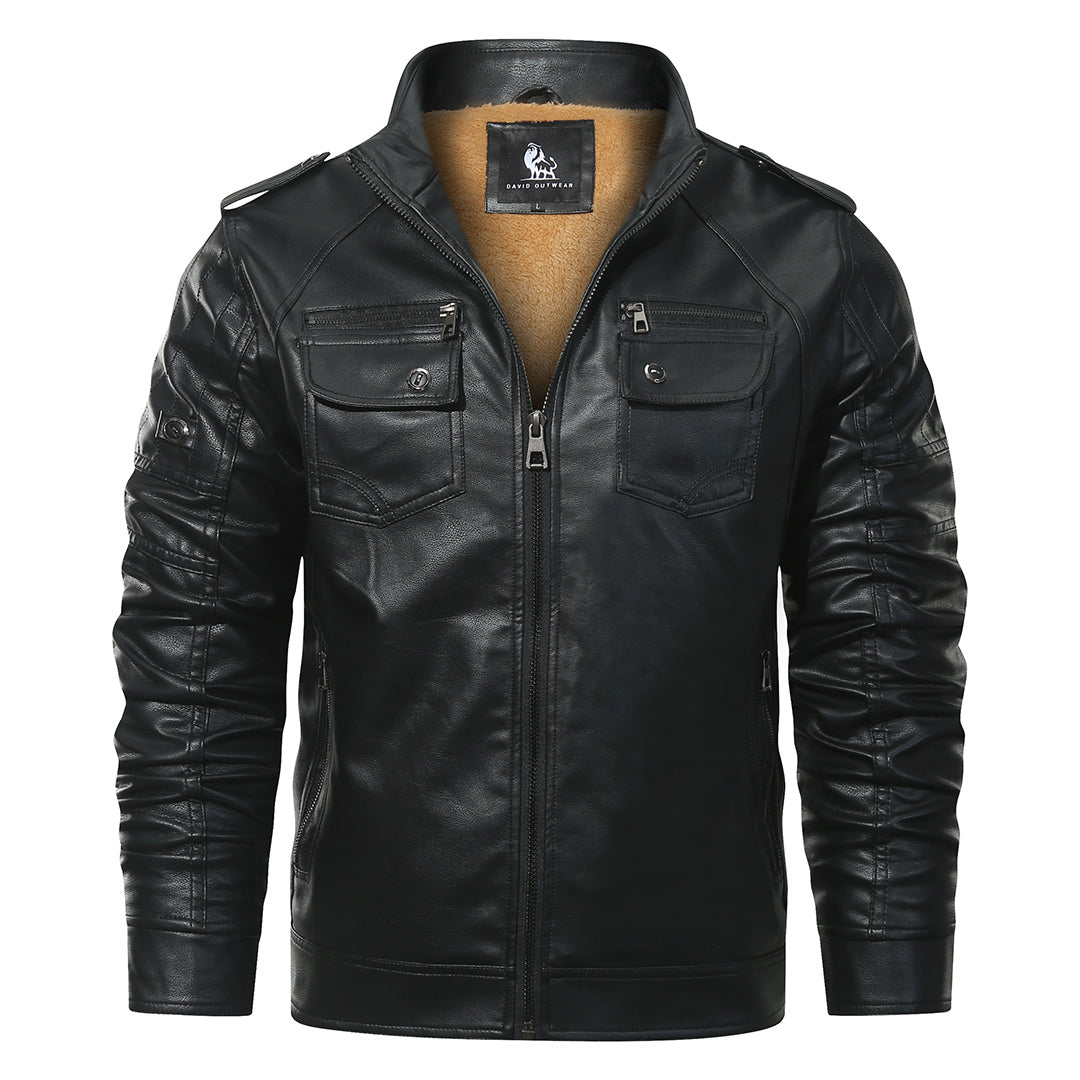 Fleece-Bikerjacke aus Kunstleder, wasserabweisend, Motorradjacke, schwarz, kratzfester Nahtgürtel, Unisex für Damen und Herren, Retro-Stil, Mode | Sansoti