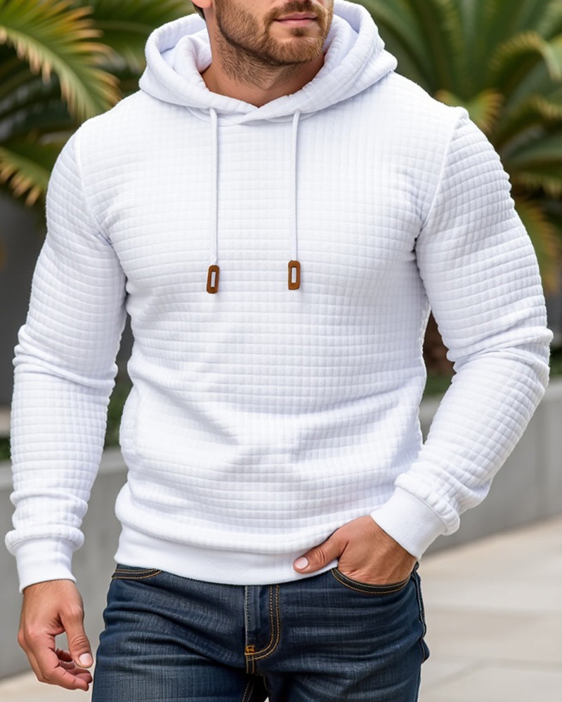 Strick-Hoodie mit strukturiertem Muster, Slim Fit, Kapuzenpullover für Herren und Damen, bequemes Sweatshirt | Sansoti