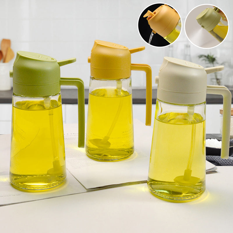 Glas-Ölzerstäuber und -spender 2-in-1, Pump- und Sprühflasche für Essig und Sojasauce, zum Dosieren in der Küche, 470 ml Öl | Sansoti