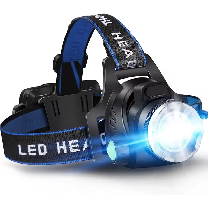 Rechargeable LED Headlamp 2000 Lumens Adjustable Zoom Waterproof Headlight for Outdoor Hiking and Camping | Sansoti