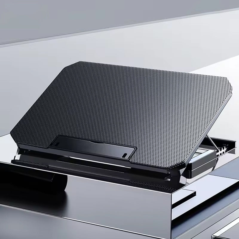 Laptopständer mit zwei Lüftern zur Kühlung, 12-17 Zoll, verstellbar, ergonomisch, USB, Aluminium-Laptophalter | Sansoti