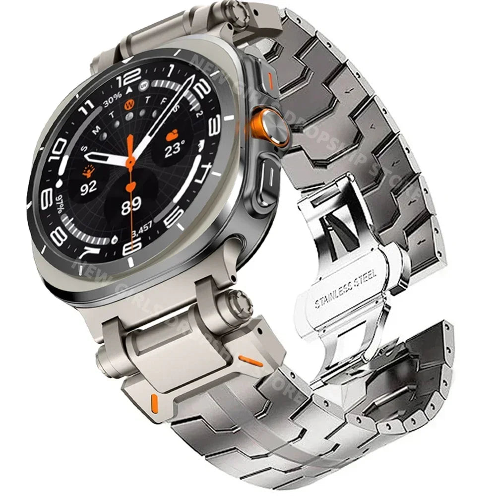 Polished Stainless Steel Smartwatch Link Band 40mm 44mm 46mm Adjustable Metal Watch Band Premium Quality | Sansoti