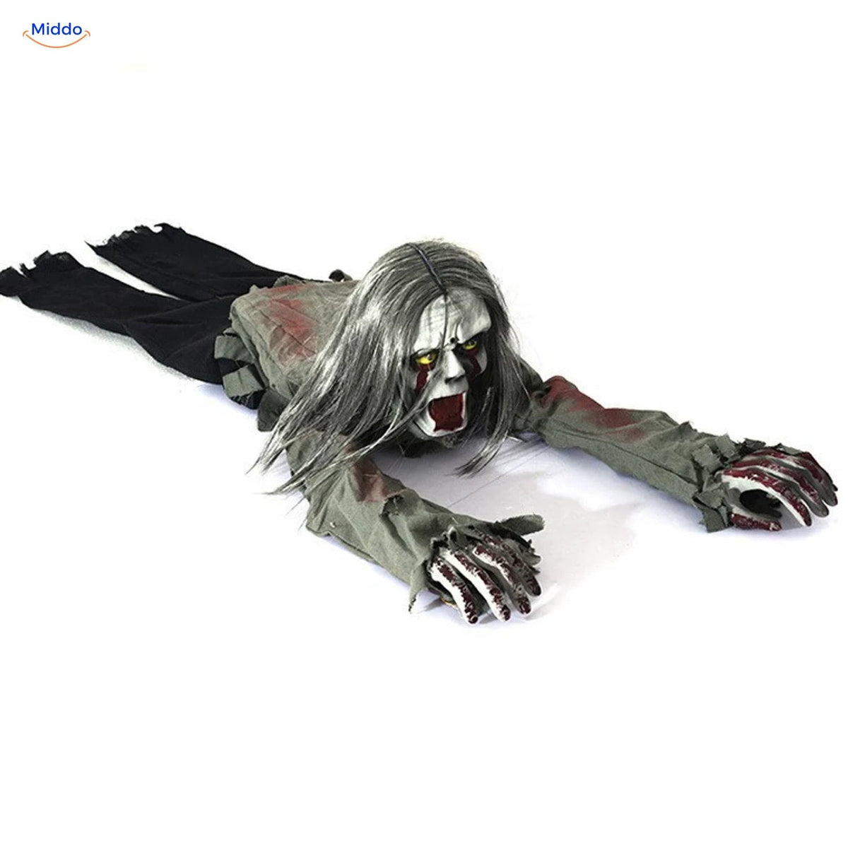 Sound-Activated Crawling Ghost Figure 110 cm Halloween Indoor Floor Decoration Spooky Atmosphere | Sansoti