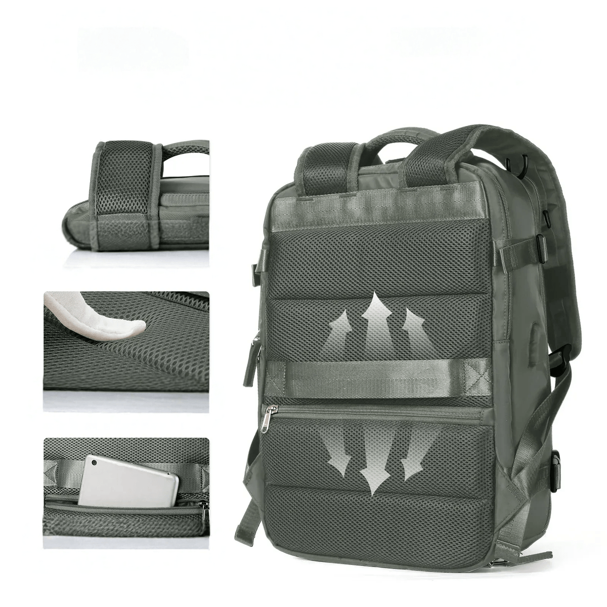Wasserfeste Reisetasche mit USB-Ladeanschluss — Laptop-Rucksack 35L Nylon mit getrennten Fächern Nass & Trocken | Sansoti