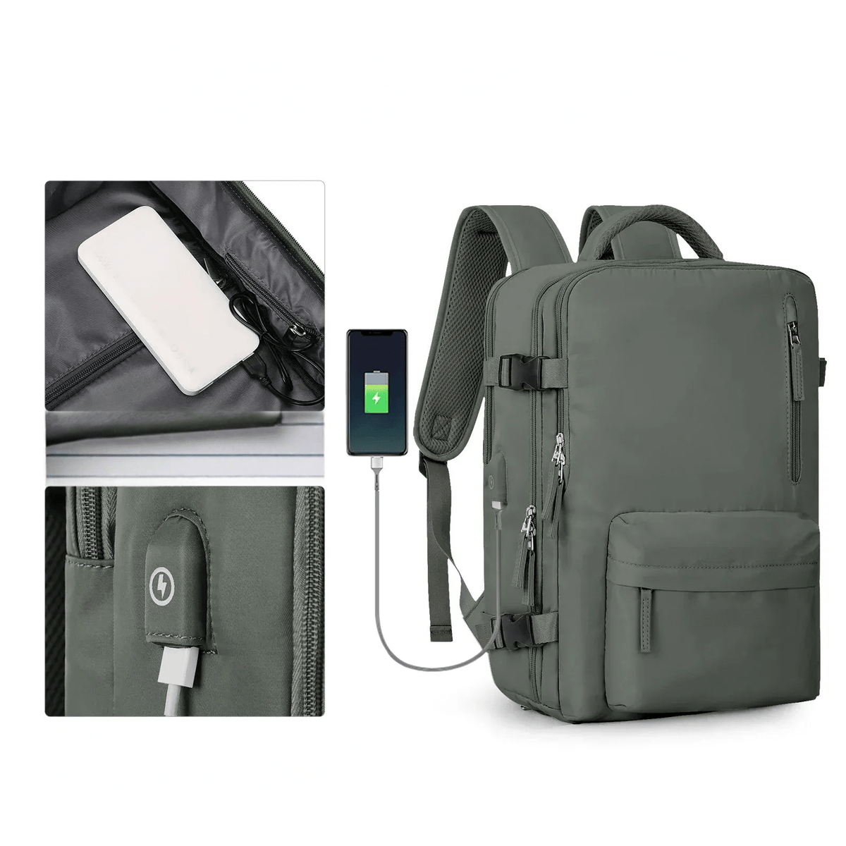 Wasserfeste Reisetasche mit USB-Ladeanschluss — Laptop-Rucksack 35L Nylon mit getrennten Fächern Nass & Trocken | Sansoti