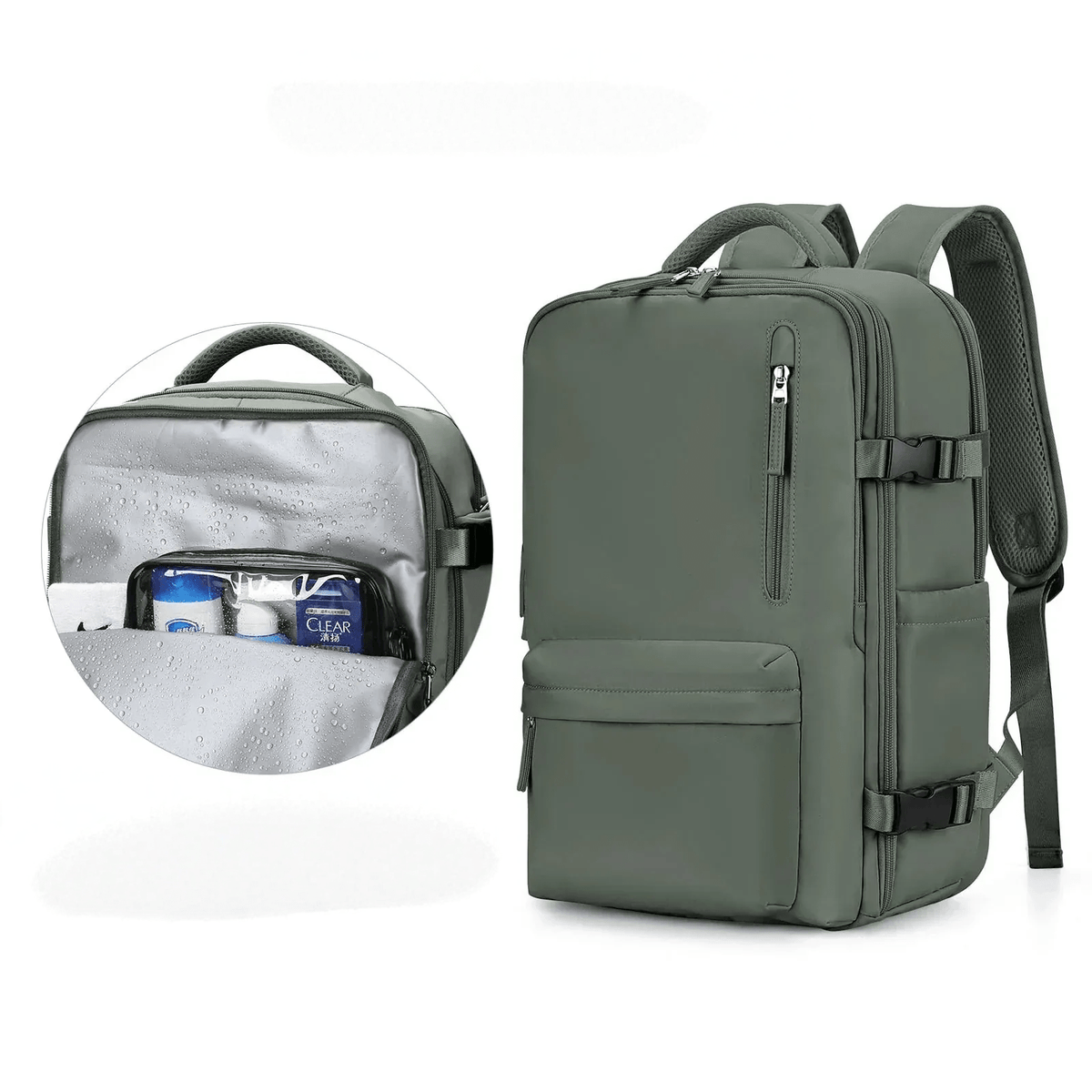 Wasserfeste Reisetasche mit USB-Ladeanschluss — Laptop-Rucksack 35L Nylon mit getrennten Fächern Nass & Trocken | Sansoti