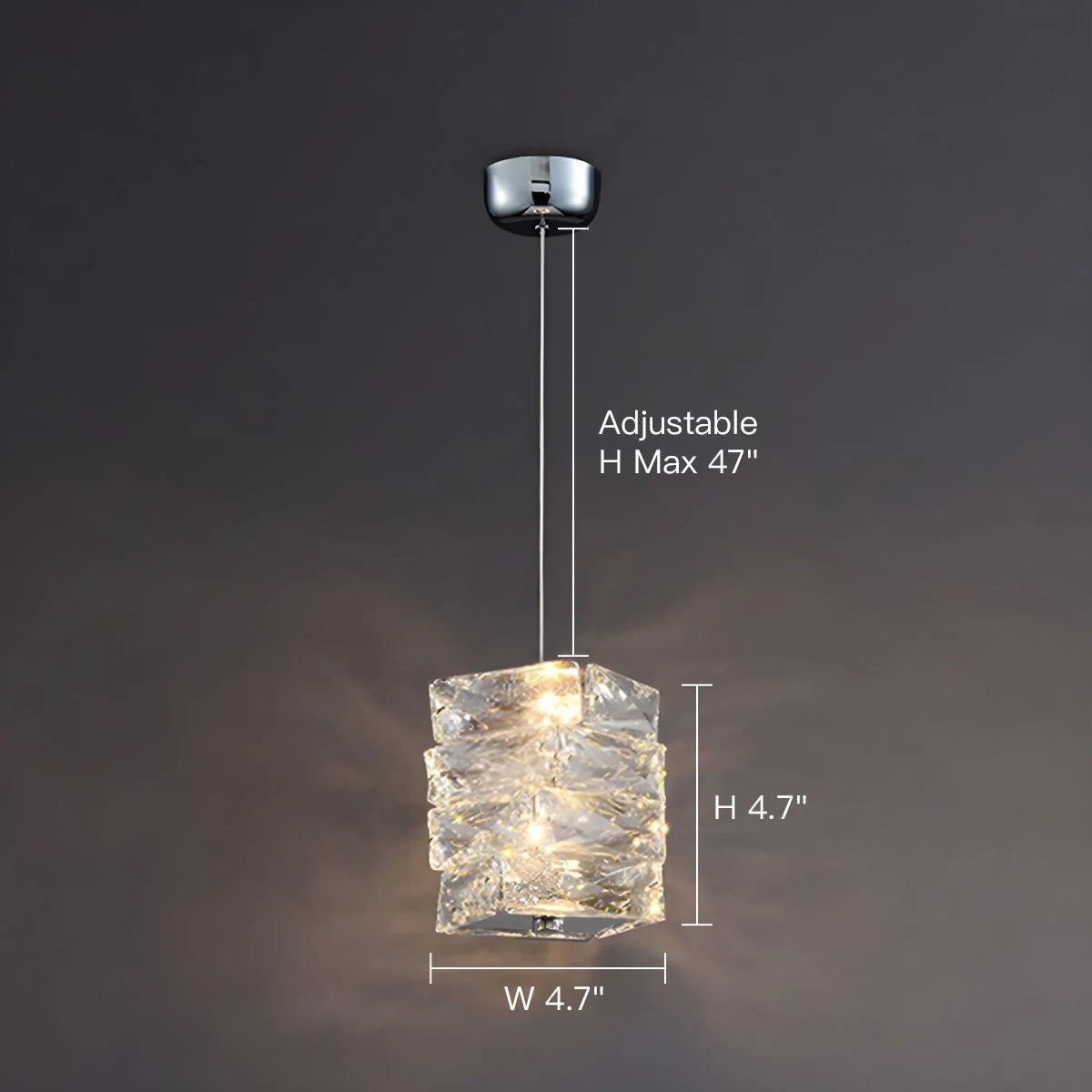 Lampa wisząca, kryształowe ułożone kostki lodu, LED, złoto i chrom, lampa nastrojowa, bar, jadalnia, nowoczesna | Sansoti