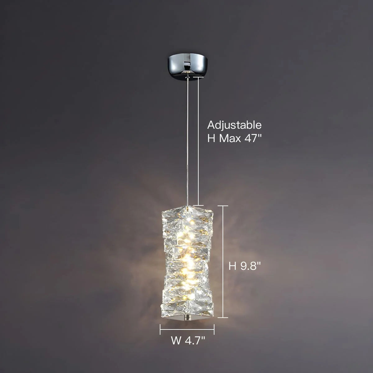 Lampa wisząca, kryształowe ułożone kostki lodu, LED, złoto i chrom, lampa nastrojowa, bar, jadalnia, nowoczesna | Sansoti
