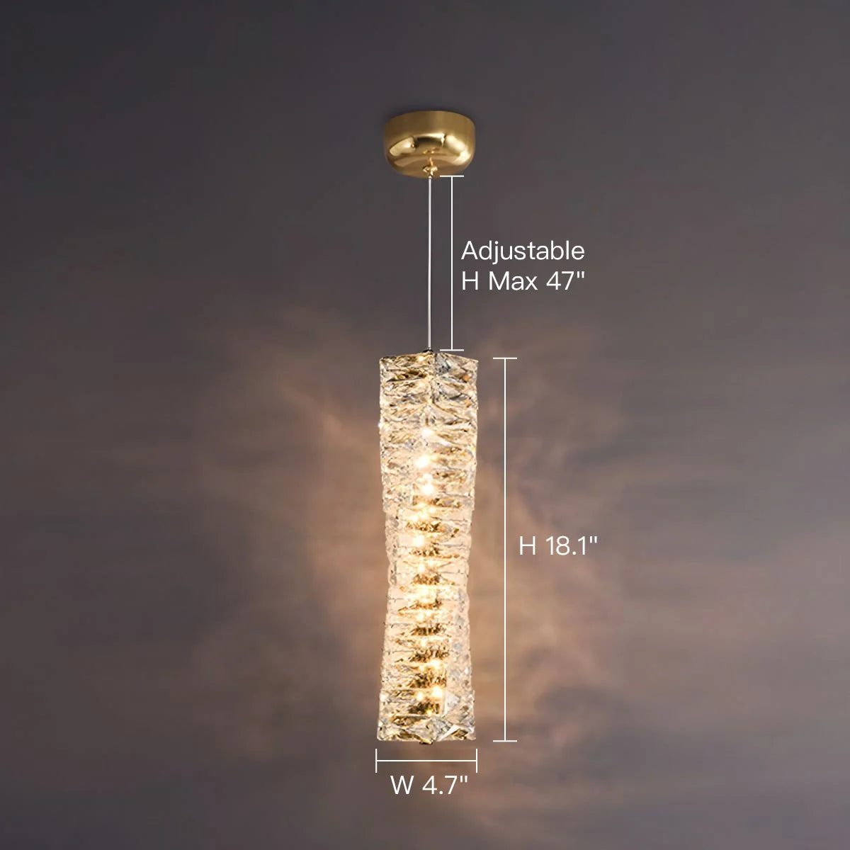 Lampa wisząca, kryształowe ułożone kostki lodu, LED, złoto i chrom, lampa nastrojowa, bar, jadalnia, nowoczesna | Sansoti