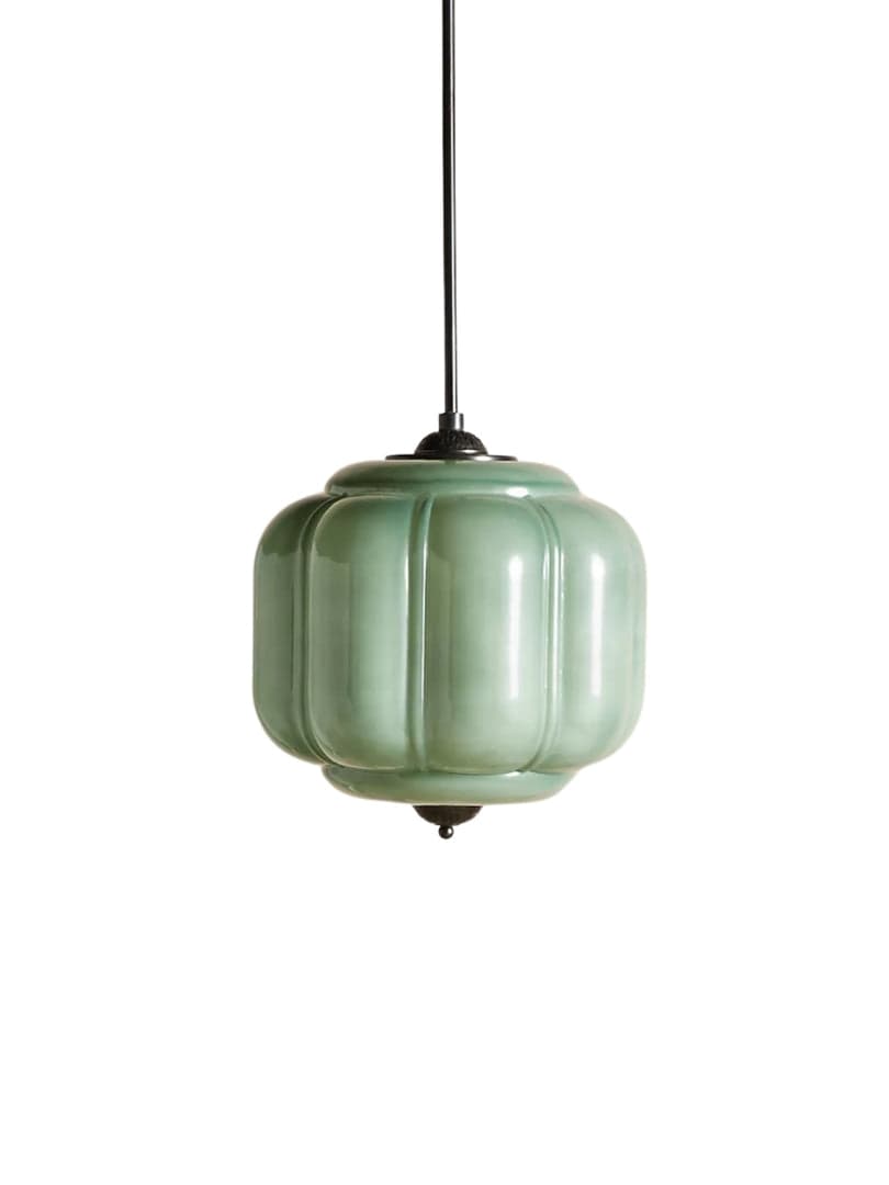 Vintage Kroonluchter met Crèmekleurige Glazen Kappen – Hanglamp in Retro-Stijl voor Eetkamer & Woonkamer | Sansoti