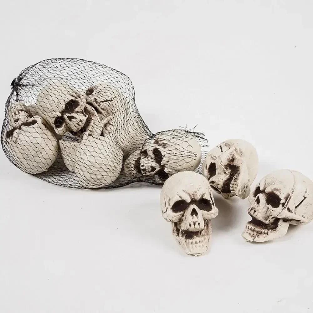 Decorative Skull Miniatures Set of 10 White Skeleton Table Ornament Halloween Party Decoration Gothic | Sansoti