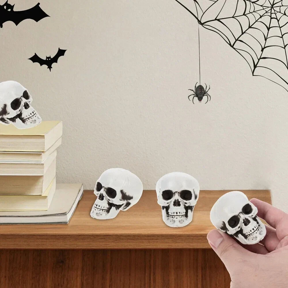Decorative Skull Miniatures Set of 10 White Skeleton Table Ornament Halloween Party Decoration Gothic | Sansoti