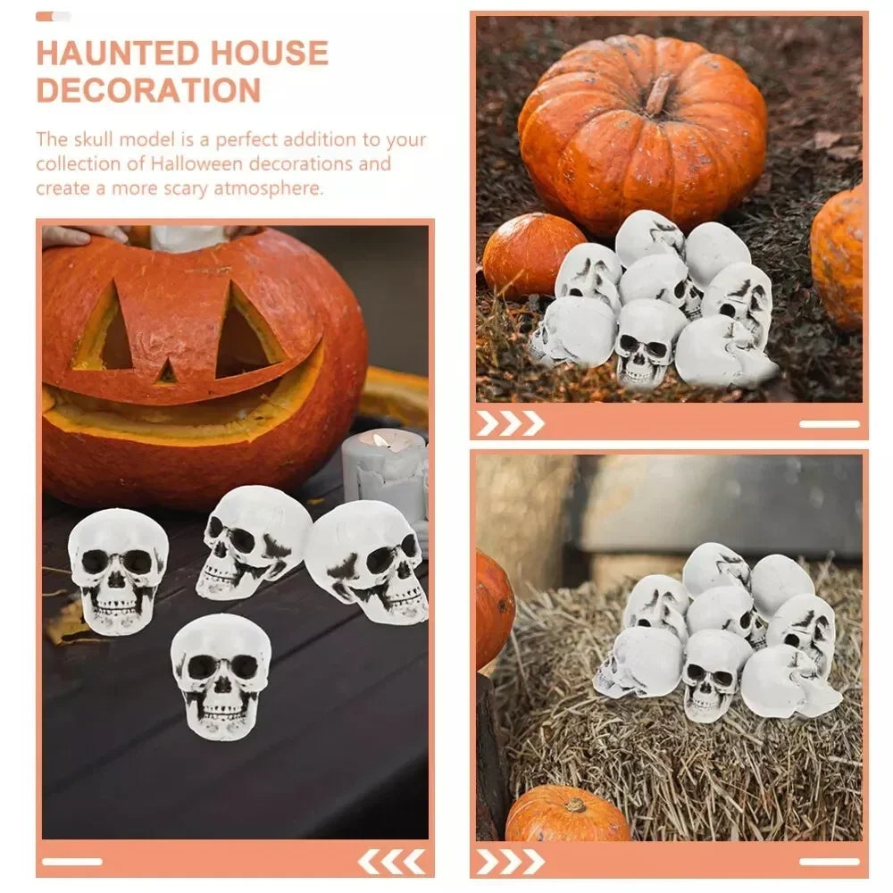 Decorative Skull Miniatures Set of 10 White Skeleton Table Ornament Halloween Party Decoration Gothic | Sansoti