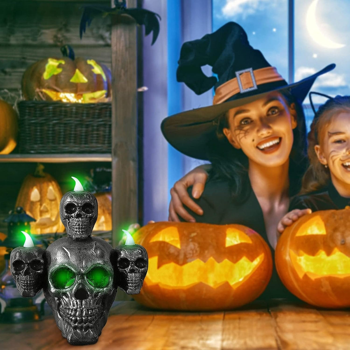 LED Schedellamp Decoratie Halloween Feest Batterij Sfeerverlichting Griezelig Thema Tafellamp Sfeerlicht | Sansoti