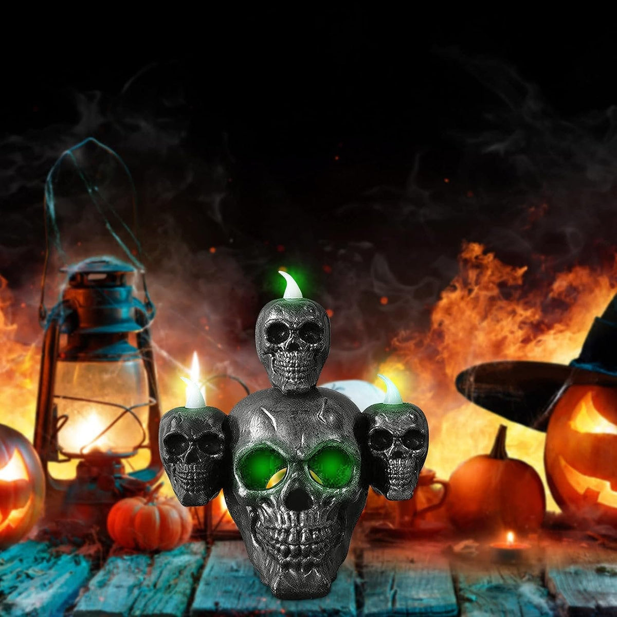 LED Schedellamp Decoratie Halloween Feest Batterij Sfeerverlichting Griezelig Thema Tafellamp Sfeerlicht | Sansoti