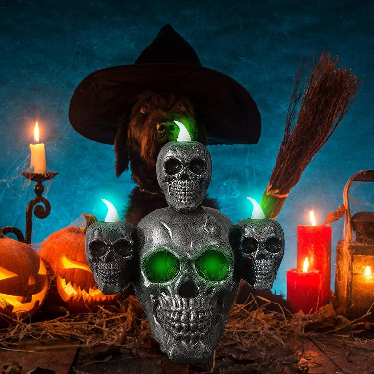 LED Schedellamp Decoratie Halloween Feest Batterij Sfeerverlichting Griezelig Thema Tafellamp Sfeerlicht | Sansoti