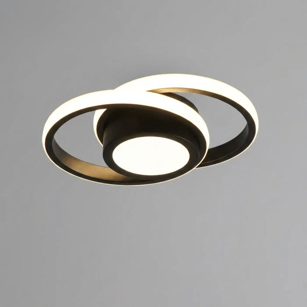 LED Deckenlampe Doppelring Aluminium 24cm Wohnzimmer Schlafzimmer Warmweiß Energiesparend 18W Deckenleuchte | Sansoti