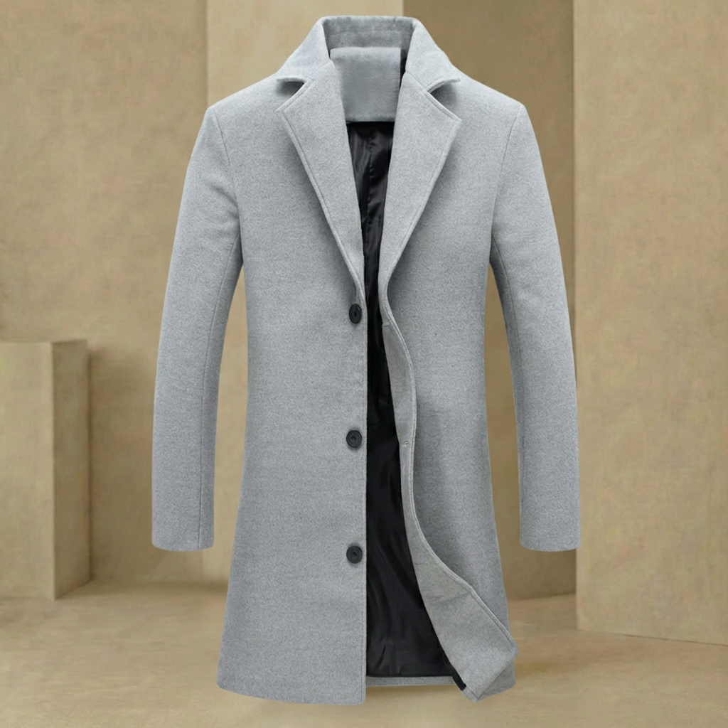 Herenwintermantel Wol Regular Fit Zwart Grijs Beige Formeel Casual Overjas Strak Silhouet Warme Elegante Jas | Sansoti