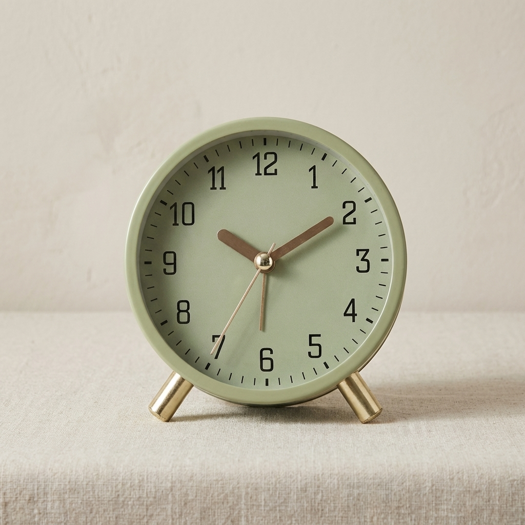 Table Clock Scandinavian Silent Movement Metal Glass Battery 13x11x5.5cm | Sansoti
