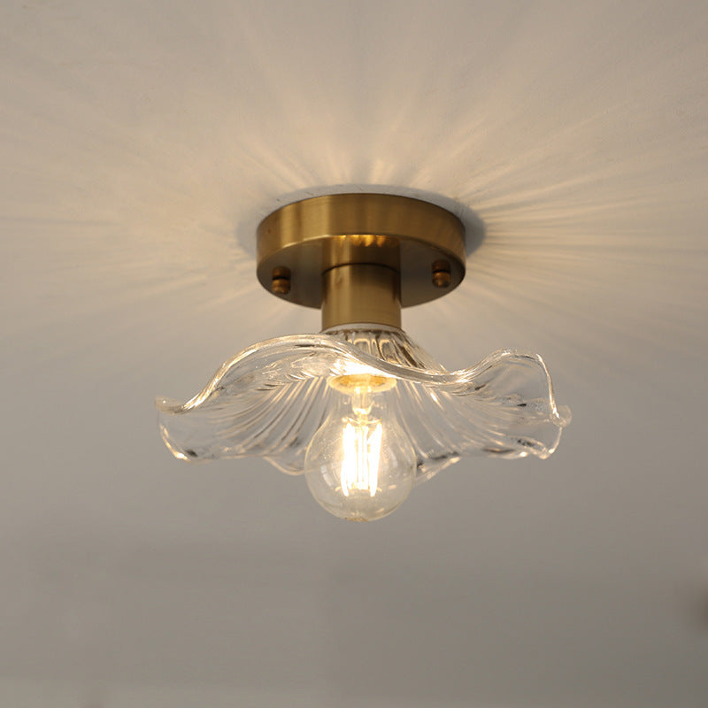Glas-Deckenleuchte in Blütenform Ø58cm, Warmweiß, LED 3000K, Aluminiumgestell, Beleuchtung für Wohnzimmer und Schlafzimmer | Sansoti