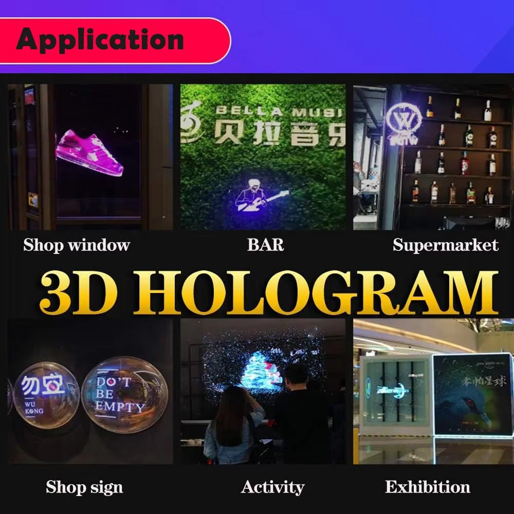 3D-Hologramm-Ventilator mit LED-Display, 176° Betrachtungswinkel, App-Steuerung, kabellose Projektion, Werbedisplay, Promotion | Sansoti
