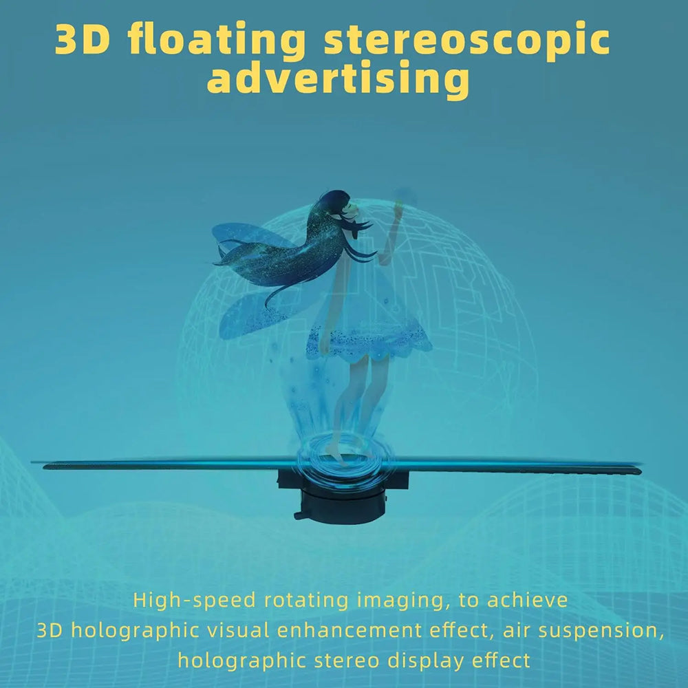 3D-Hologramm-Ventilator mit LED-Display, 176° Betrachtungswinkel, App-Steuerung, kabellose Projektion, Werbedisplay, Promotion | Sansoti