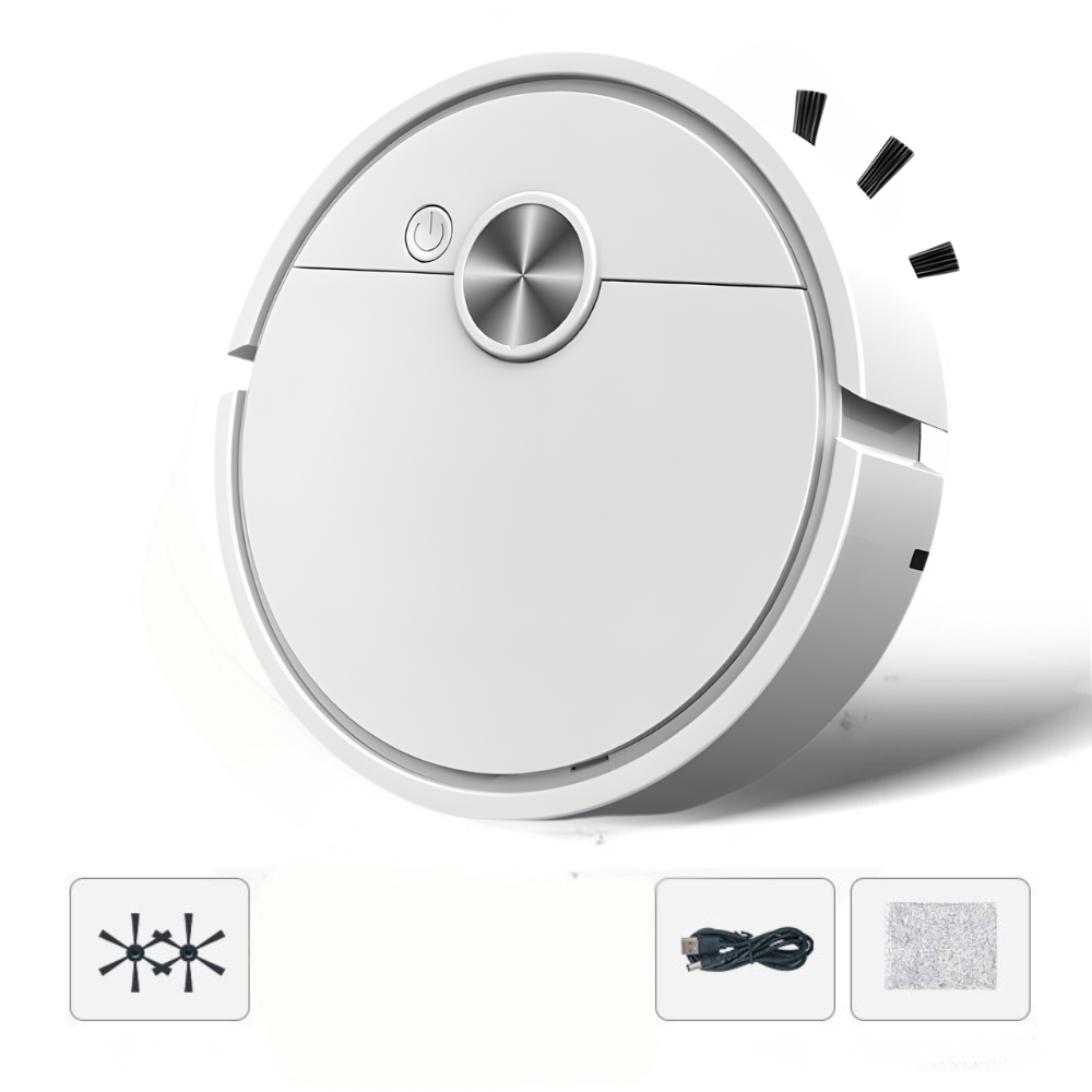 Autonomer dreifacher Bodenreinigungsroboter USB-aufladbar Saugen Kehren Wischen Hartböden Kompaktes Design | Sansoti
