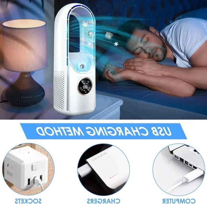Lautloser tragbarer bladloser Luftkühler kompakter Tischventilator modernes Design einstellbare Geschwindigkeiten energiesparend Zuhause Büro | Sansoti