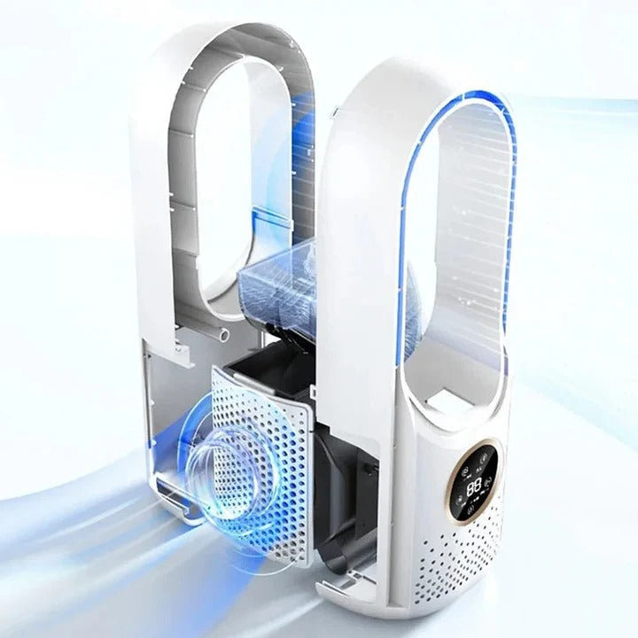 Lautloser tragbarer bladloser Luftkühler kompakter Tischventilator modernes Design einstellbare Geschwindigkeiten energiesparend Zuhause Büro | Sansoti