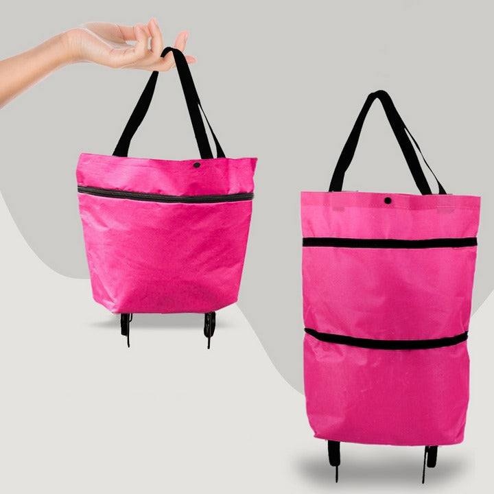 Foldable Shopping Bag with Wheels Trolley Handcart Spacious Lightweight Portable for Grocery Transport | Sansoti