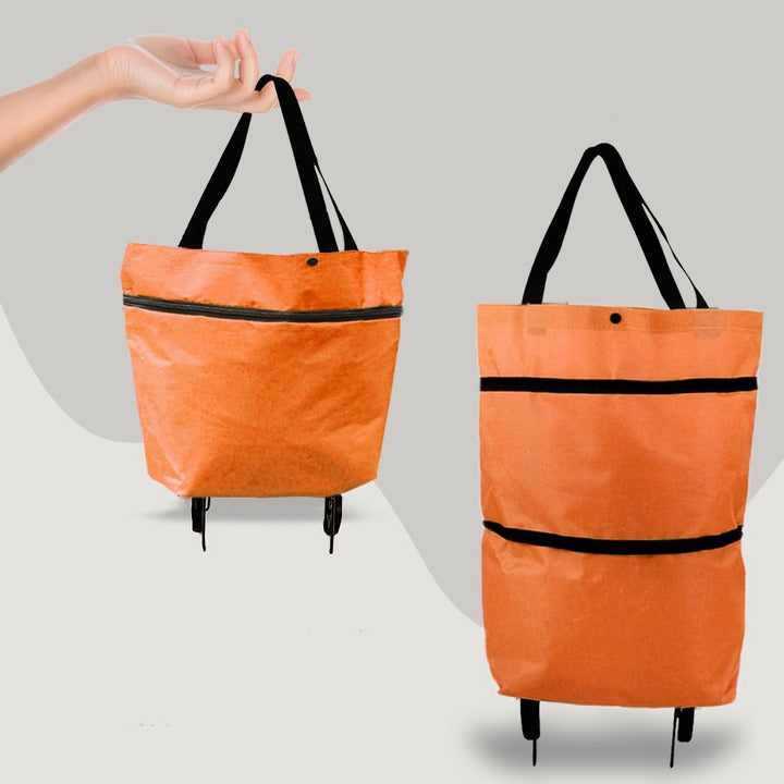 Foldable Shopping Bag with Wheels Trolley Handcart Spacious Lightweight Portable for Grocery Transport | Sansoti