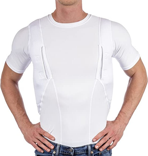 Tactisch T-Shirt met Verborgen Holsters Zwart Wit Elastisch Ademend Comfortabel Voor Links & Rechts Gebruik | Sansoti