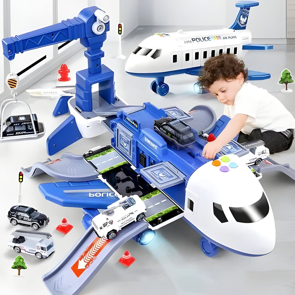 Large Airplane Play Set with Lights, Sounds, Vehicles and Accessories Educational Toy for Children Aged 3–12 Years | Sansoti