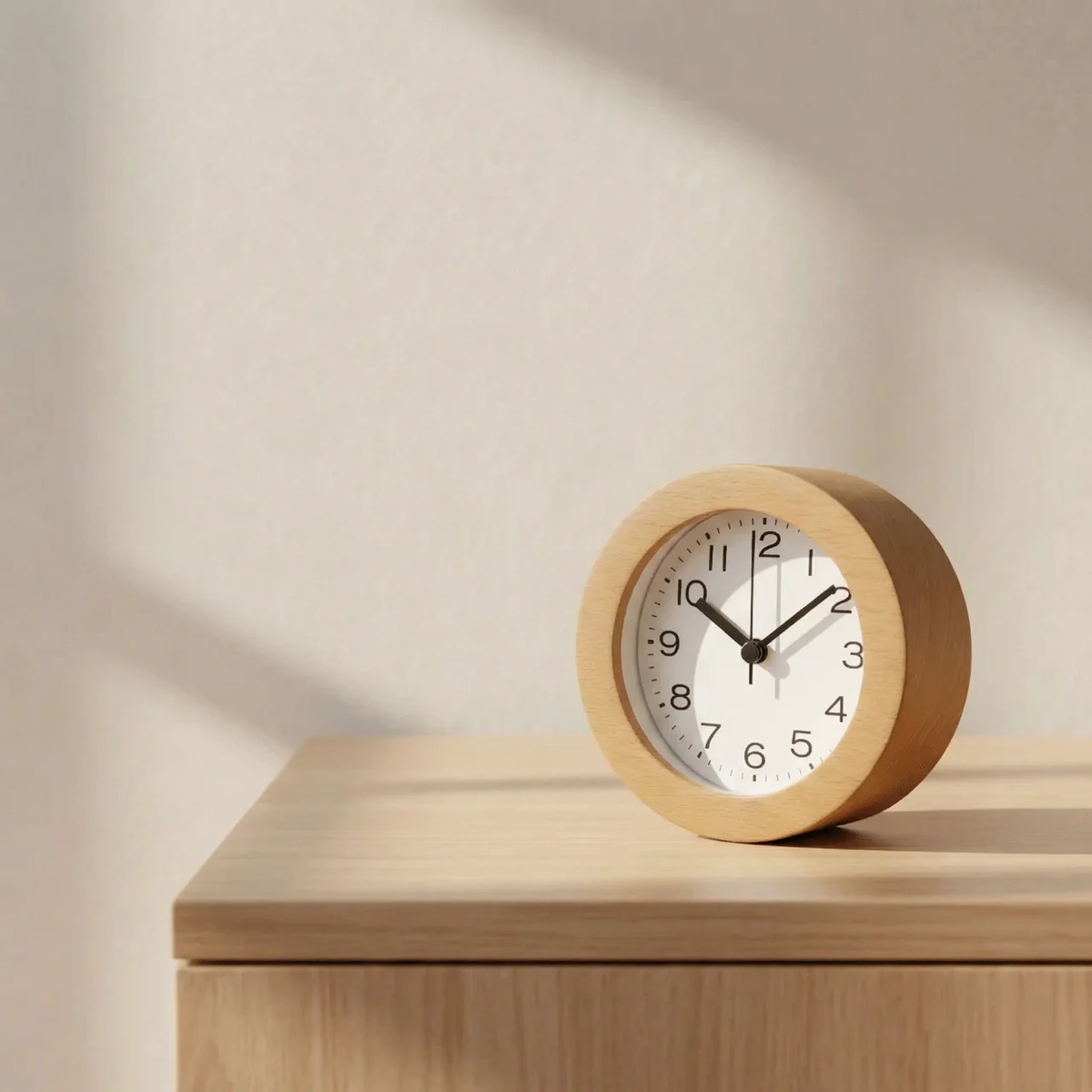 Holz-Wecker Analog Stilles Uhrwerk Natürliche Verarbeitung Minimalistisches Design | Sansoti