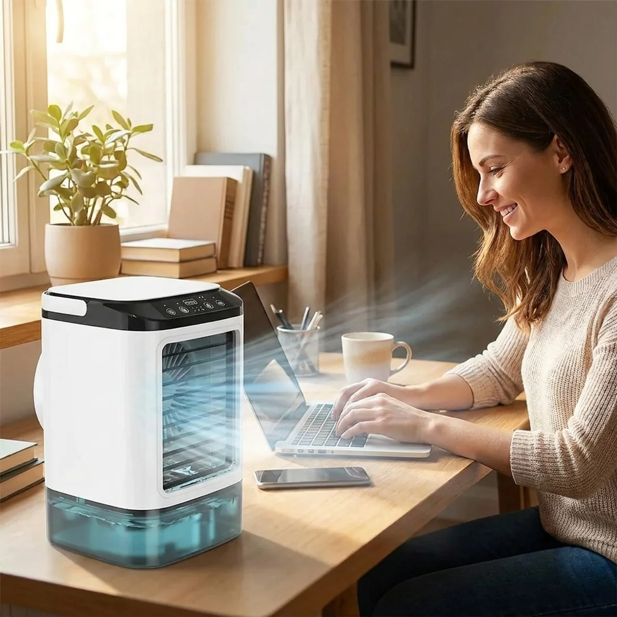 Portable Air Cooler with Ultrasonic Mist and LED Night Light 900ml | Sansoti