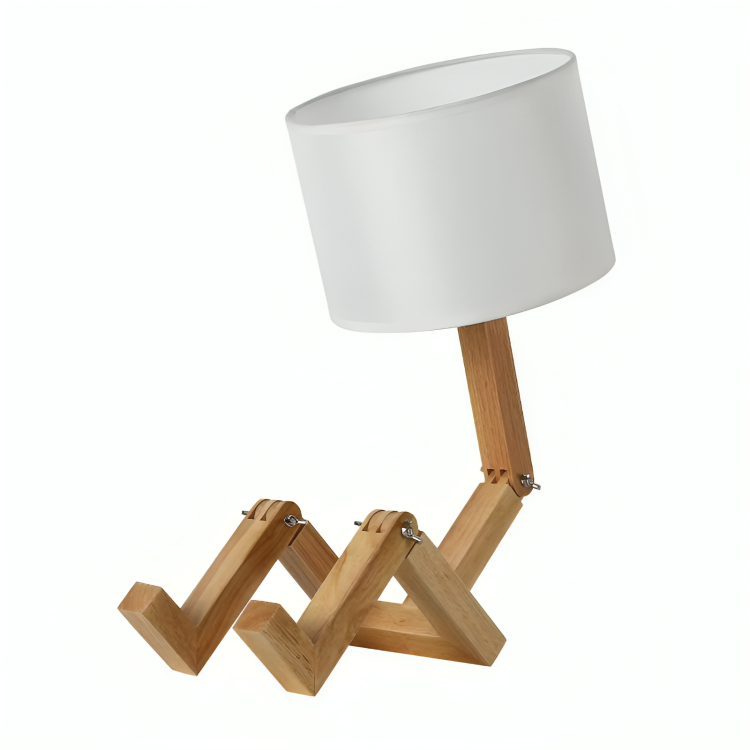 Lámpara de lectura escandinava de madera blanca con estante, 44 cm, E27, para mesita de noche o escritorio | Sansoti