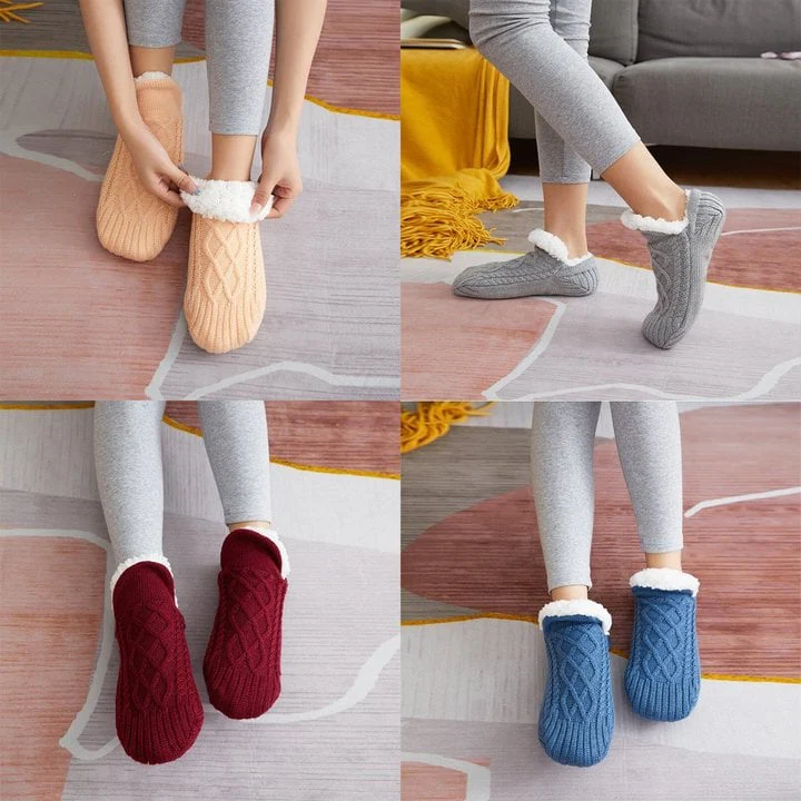 Antislip Huissokken met Fleece Voering – Warme Thermische Sokken voor Thuis Ziekenhuis en Binnen Comfort | Sansoti