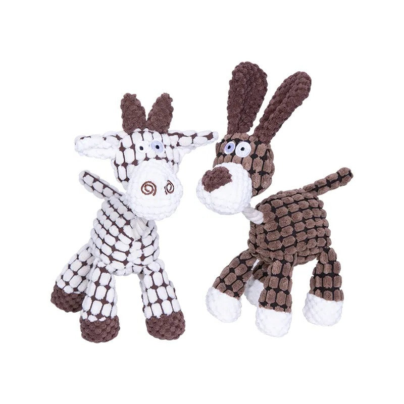 Bite-Resistant Plush Toy with Squeaker for Dogs Rabbit Donkey Giraffe Stress Relief Pet Toy | Sansoti