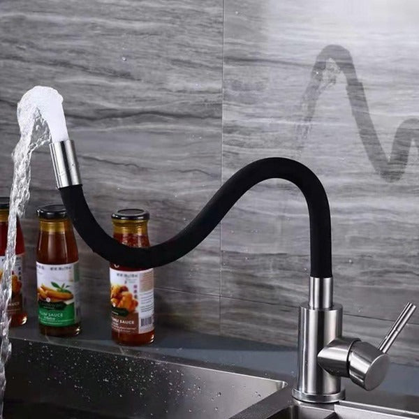 Flexible Faucet Extender 360° Bendable Silicone Kitchen Bath Black Orange | Sansoti