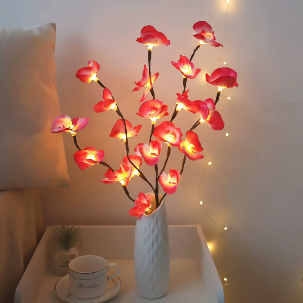 Beleuchteter Kirschblütenzweig LED-Dekorationslampe in Rosa für Wohnzimmer Stimmungslicht Kunstblumen | Sansoti