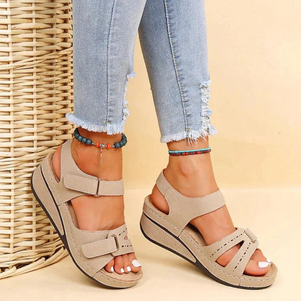 Orthopedische Dames Sandalen Ergonomisch Voetbed Zomer Schoenen Beige Zwart Rood Comfortabel Lopen Slip-On | Sansoti