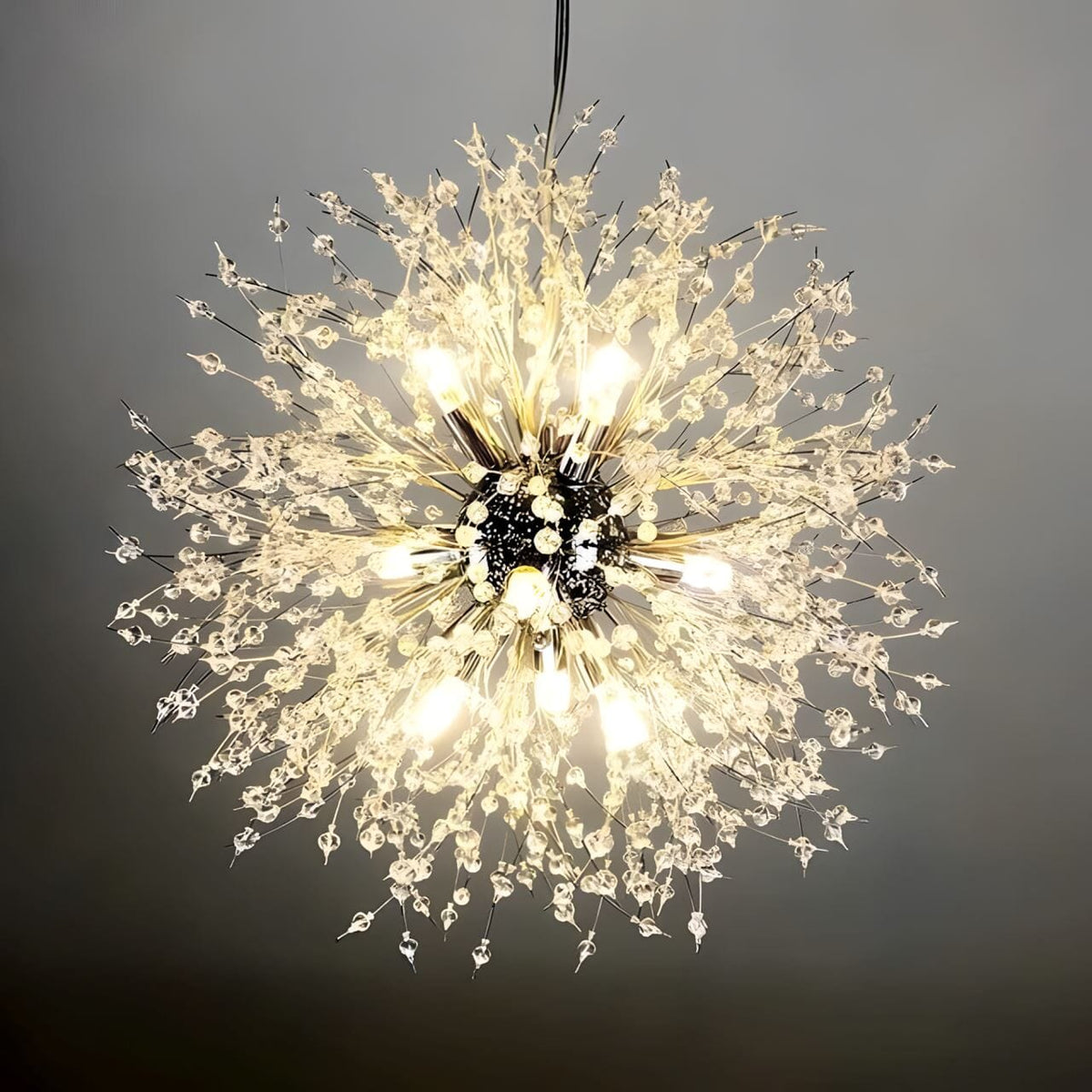Moderner Kristall-Pusteblumen-Kronleuchter mit G9 LED und luxuriöser Metalloberfläche | Sansoti
