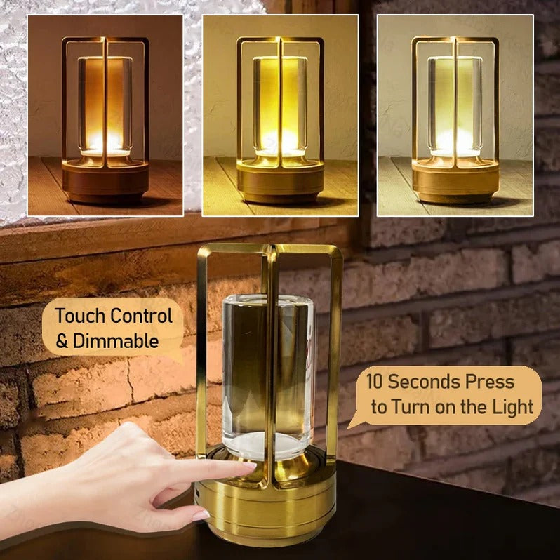 Wireless Dimmable LED Table Lamp Rechargeable Touch Control Ambient Light Night Light USB-C Black Gold Silver | Sansoti